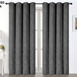 Black Floral Design Heavy Blackout Curtains 54x84